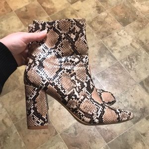 Snakeskin booties